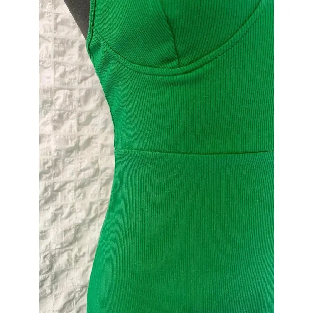 NWT Wild Fable Green Ribbed Sleeveless Vneck Bodycon‎ Dress Extra Small - Picture 9 of 9